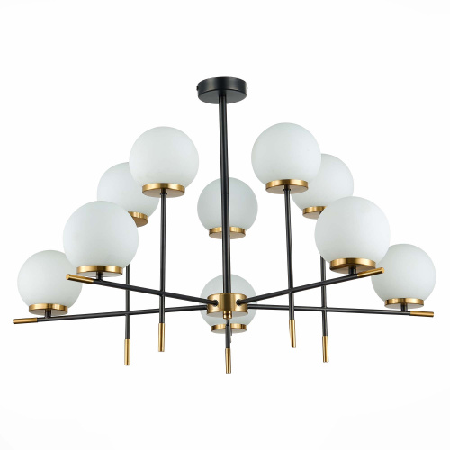 SL1203.402.10 Люстра потолочная ST-Luce Черный, Латунь/Белый E27 10*60W LIMANO фото 3