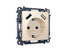 Комплект механизма электрической розетки AMBRELLA VOLT ALFA Бежевый матовый 2USB A+A 18W (быстрая зарядка) с/з QUANT (AP3290, VM155) MA329010