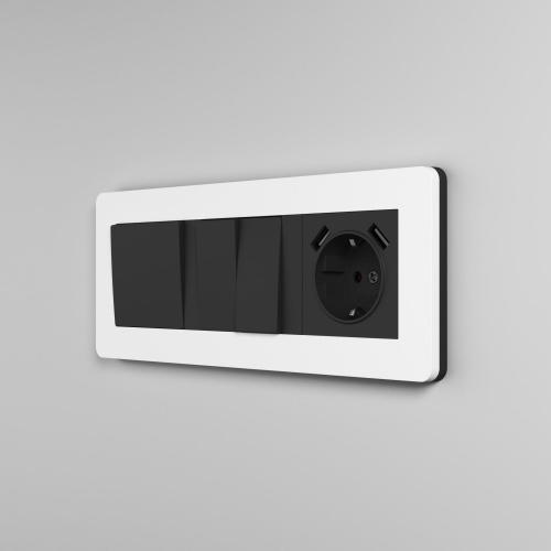 Рамка из поликарбоната на 3 поста Split белый/черный, soft-touch W0033068 фото 5