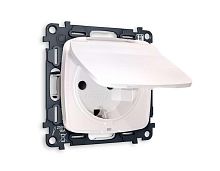 Комплект механизма электрической розетки AMBRELLA VOLT OMEGA Жемчуг с/з с шторками и крышкой IP44 QUANT (OP2080, VM141) MO208010