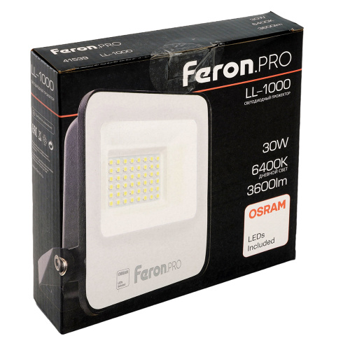 Светодиодный прожектор Feron.PRO LL-1000 IP65 30W 6400K черный фото 8