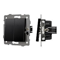 Механизм выключателя двухклавишный самовозвратный SWT-MKR2-PL-BK-V (250V, 10A) Arlight 049884