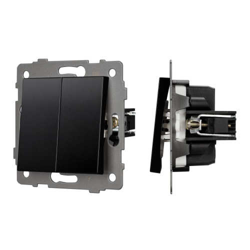 Механизм выключателя двухклавишный непроходной SWT-MK02-PL-BK-V (250V, 10A) Arlight 049888
