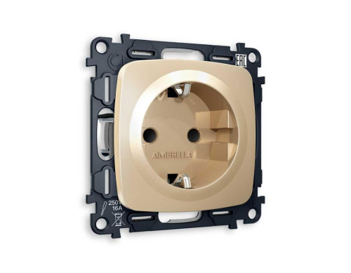 Комплект механизма электрической розетки AMBRELLA VOLT OMEGA Шампань с/з с шторками QUANT (OP6070, VM141) MO607010