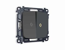 Комплект механизма 2-кл проходного выключателя AMBRELLA VOLT с подсветкой 3200K OMEGA Графит мягкое касание QUANT (OP9040, VM120, G22Y) MO904030