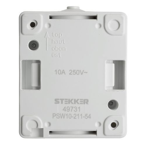 Выключатель 1-клавишный STEKKER, PSW10-211-54, открытой установки, 250В, 10А, IP54, белый/серый фото 5