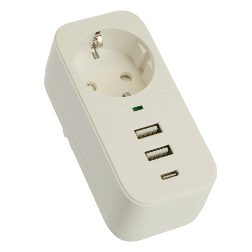 Сетевой фильтр 1-местный с/з STEKKER 250В, 16А,  2USB+1Type-C 2,4 A, серия Nova, HM81-11-1, белый фото 4
