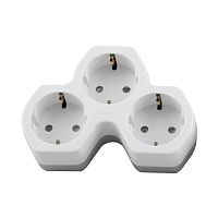 Разветвитель сетевой 3-местный с/з STEKKER ADP16-13-20, 250V,16A, ABS огнеустойчивый пластик,белый/серый