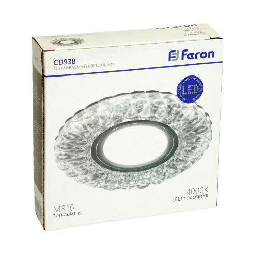 Светильник встраиваемый с белой LED подсветкой Feron CD938 потолочный MR16 G5.3 прозрачный фото 5