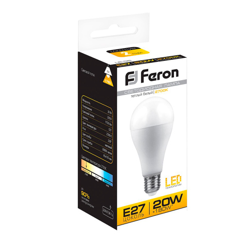 Лампа светодиодная Feron LB-98 Шар E27 20W 175-265V 2700K фото 4