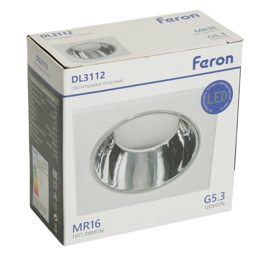 Светильник встраиваемый Feron DL3112 потолочный MR16 G5.3 белый + хром фото 10