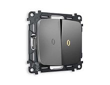 Комплект механизма 2-кл выключателя AMBRELLA VOLT с подсветкой 3200K OMEGA Антрацит серый QUANT (OP6540, VM115, G11Y) MO654010