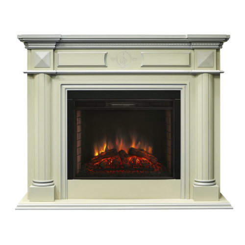 Каминокомплект WAGNER/ВАГНЕР Айс кашемир с серебряной патиной с очагом Электроочаг EPSILON 26