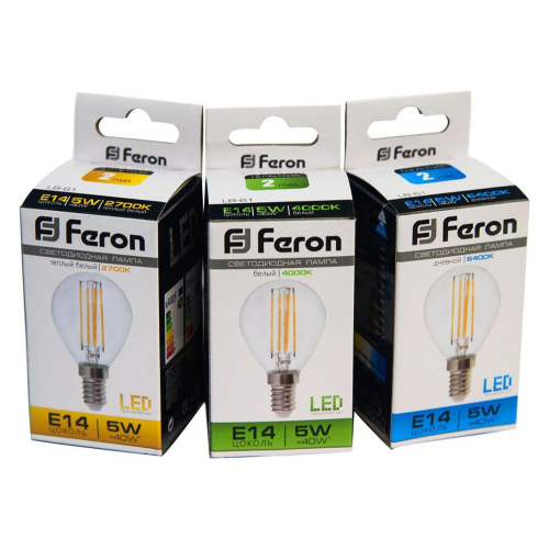 Лампа светодиодная Feron LB-61 Шарик E14 5W 230V 4000K фото 3