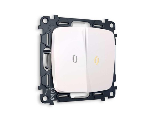 Комплект механизма 2-кл выключателя AMBRELLA VOLT с подсветкой 3200K OMEGA Жемчуг QUANT (OP2040, VM115, G11Y) MO204010