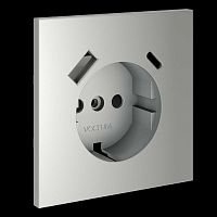 Накладка для розетки с заземлением и защитными шторками с USB A+C S70 (сталь) Voltum VLS001005