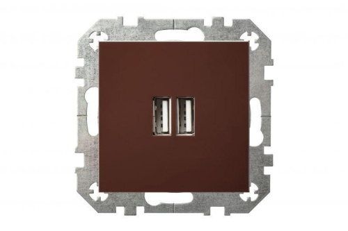 Розетка 2xUSB Liregus Epsilon коричневый 28-1453 фото 2