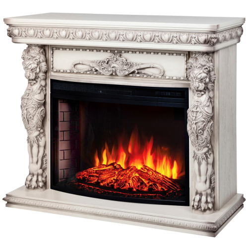 Каминокомплект ROMANO/ЛИОН Бежевый дуб с серой патиной с очагом Электроочаг FIRESPACE/ФАЕРСПЕЙС 33 фото 2