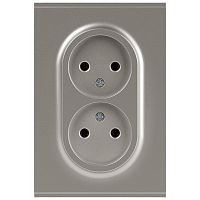 Розетка ЭРА Arktik 16-2107-07 без заземления двойная 2X2P 16А-250В титан Б0071687
