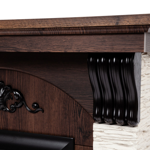 Электрокамин RealFlame Corfino NT орех с очагом Fobos Lux Black фото 5