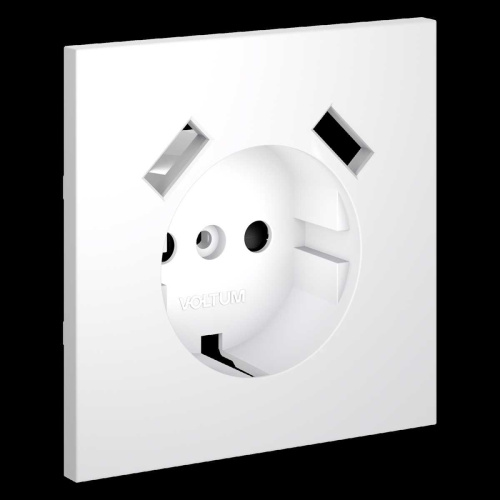Накладка для розетки с заземлением и защитными шторками с USB A+A S70 (белый матовый) Voltum VLS000902