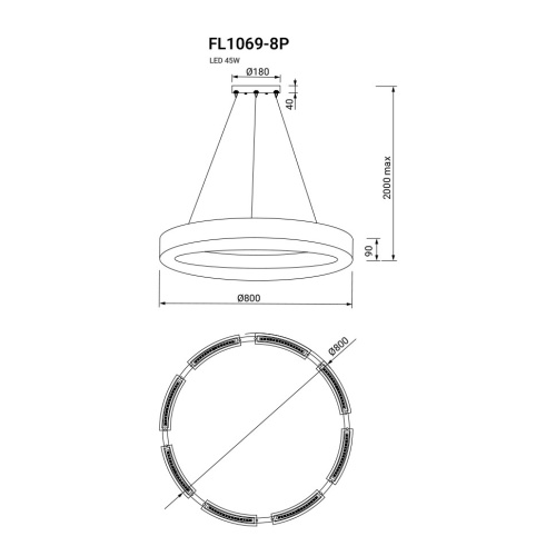 Люстра подвесная Bonum Lux FL1069-8P фото 2 Люстра подвесная Bonum Lux FL1069-8P фото 2