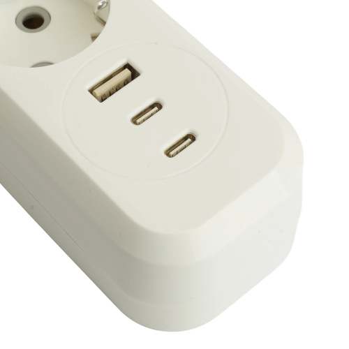 Удлинитель 3-местный с/з с выключ. STEKKER HM071-31-03 3x1мм2, 3м, 250В, 16А, 1USB+2C, 2.4A, сер Home, белый фото 8