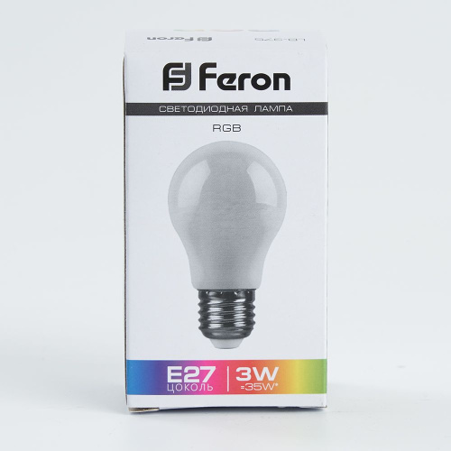 Лампа светодиодная Feron LB-375 E27 3W матовая 230V RGB плавная сменая цвета фото 2