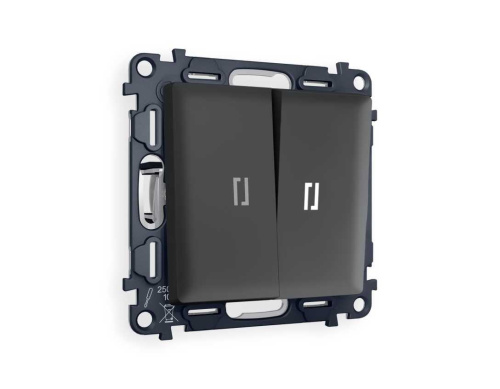 Комплект механизма 2-кл выключателя AMBRELLA VOLT с подсветкой 5600K ALFA Графит мягкое касание QUANT (AP9040, VM115, G14W) MA904015