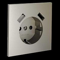 Накладка для розетки с заземлением и защитными шторками с USB A+A S70 (шелк) Voltum VLS000904