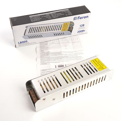 Трансформатор электронный для светодиодной ленты 200W 12V (драйвер), LB009 FERON фото 5