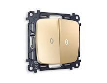 Комплект механизма 2-кл выключателя AMBRELLA VOLT с подсветкой 5600K OMEGA Шампань QUANT (OP6040, VM115, G14W) MO604015