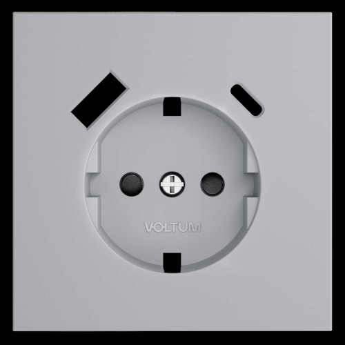 Накладка для розетки с заземлением и защитными шторками, с USB A+C, S70 (серый) Voltum VLS001016 фото 4