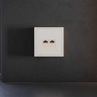 Накладка для розетки компьютерной двойной RJ45+RJ45 кат.6, S70 (хлопок) Voltum VLS001413