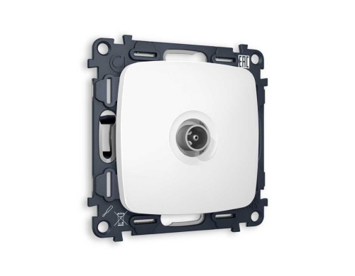 Комплект механизма TV розетки проходной AMBRELLA VOLT OMEGA Белый матовый 5-1000 MHz 4dB QUANT (OP1330, VM211) MO133030