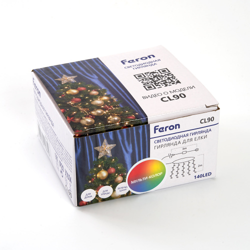 Светодиодная гирлянда Feron CL90  7 веток (2м) + 1.5м 230V мультиколор, c питанием от сети, прозрачный шнур фото 7