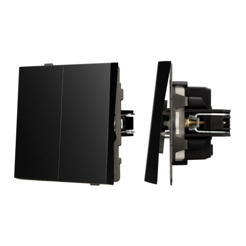 Механизм выключателя двухклавишный непроходной SWT-TENDO-MK02-PL-BK (230V, 10A) Arlight 054059 Механизм выключателя двухклавишный непроходной SWT-TENDO-MK02-PL-BK (230V, 10A) Arlight 054059