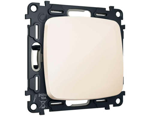 Комплект механизма 1-клавишного выключателя с самовозвратом Ambrella Volt OMEGA Бежевый глянец QUANT (OP3010, VM113) MO301050