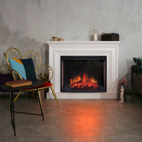 Каминокомплект WESTON/ФАБИО Белый матовый с очагом Электроочаг EPSILON/ЭПСИЛОН 33 фото 3