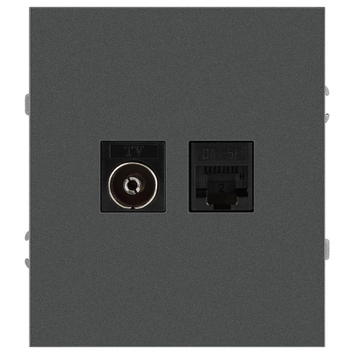 Розетка ЭРА Arktik 16-3110-06 комбинированная RJ45+TV графит Б0070499