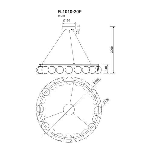 Люстра подвесная Bola de nubes FL1010-20P фото 2