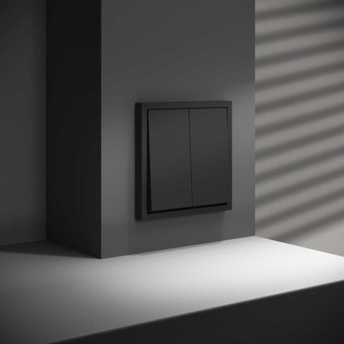 Перекрестный переключатель встраиваемый Voltum S70 двухклавишный 10А, (черный матовый) VLS020508 фото 2