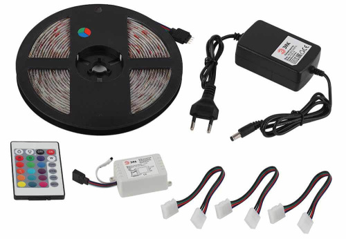 Светодиодная влагозащищенная лента ЭРА 14,4W/m 60LED/m 5050SMD RGB 5M 5050kit-14,4-60-12-IP65-RGB-5m Б0043070 фото 2