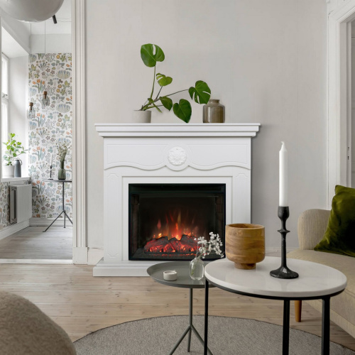 Электрокамин RealFlame Raffaele 25,5 WT белый с очагом Evrika 25,5 LED фото 3