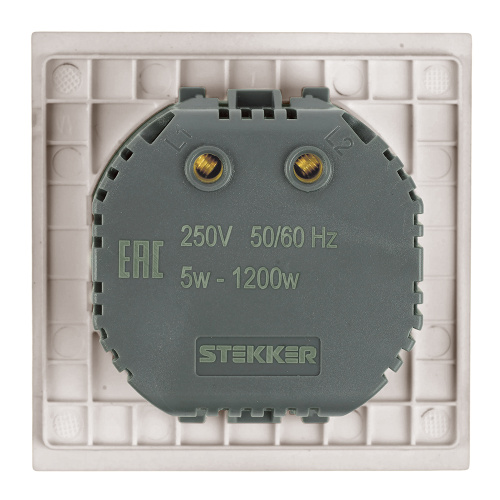 Выключатель диммирующий (механизм), STEKKER, 250В, 1200W, серия Мия, RSW10-3106-08, пудровый жемчуг фото 2