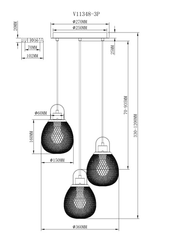 Светильник подвесной Moderli V11348-3P Campo фото 2
