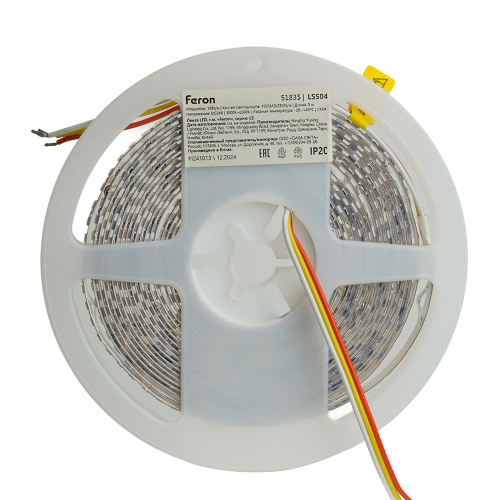 Лента светодиодная 192SMD(2835)/м 16Вт/м 24V 5000*8*1.44мм 3000К+6500K, IP20, LS504 фото 5