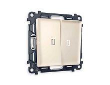 Комплект механизма 2-кл выключателя AMBRELLA VOLT с подсветкой 5600K ALFA Бежевый матовый QUANT (AP3240, VM115, G14W) MA324015