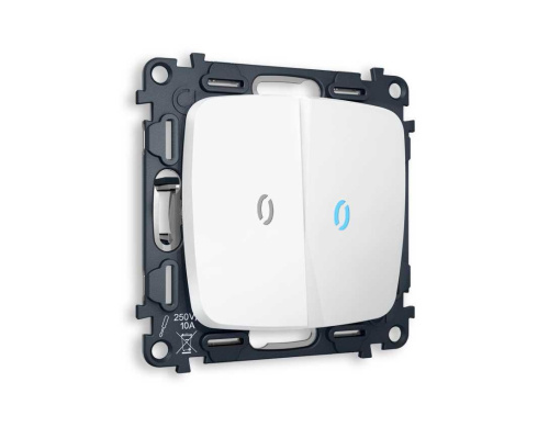 Комплект механизма 2-кл проходного выключателя AMBRELLA VOLT с подсветкой 10000K OMEGA Белый матовый QUANT (OP1240, VM120, G29B) MO124040