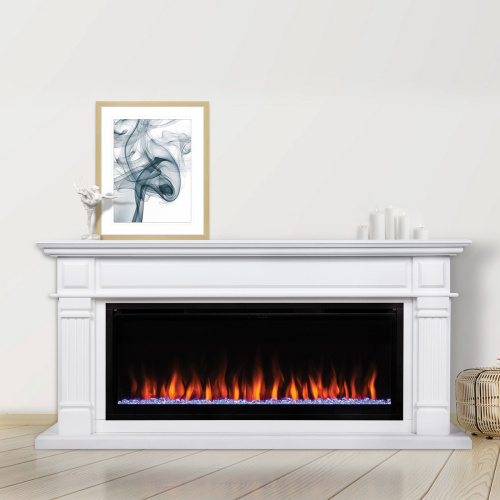 Каминокомплект ISLANDIA/СКАНДИ Белый дуб с очагом Электроочаг SAPHIR/САПФИР 42 фото 3